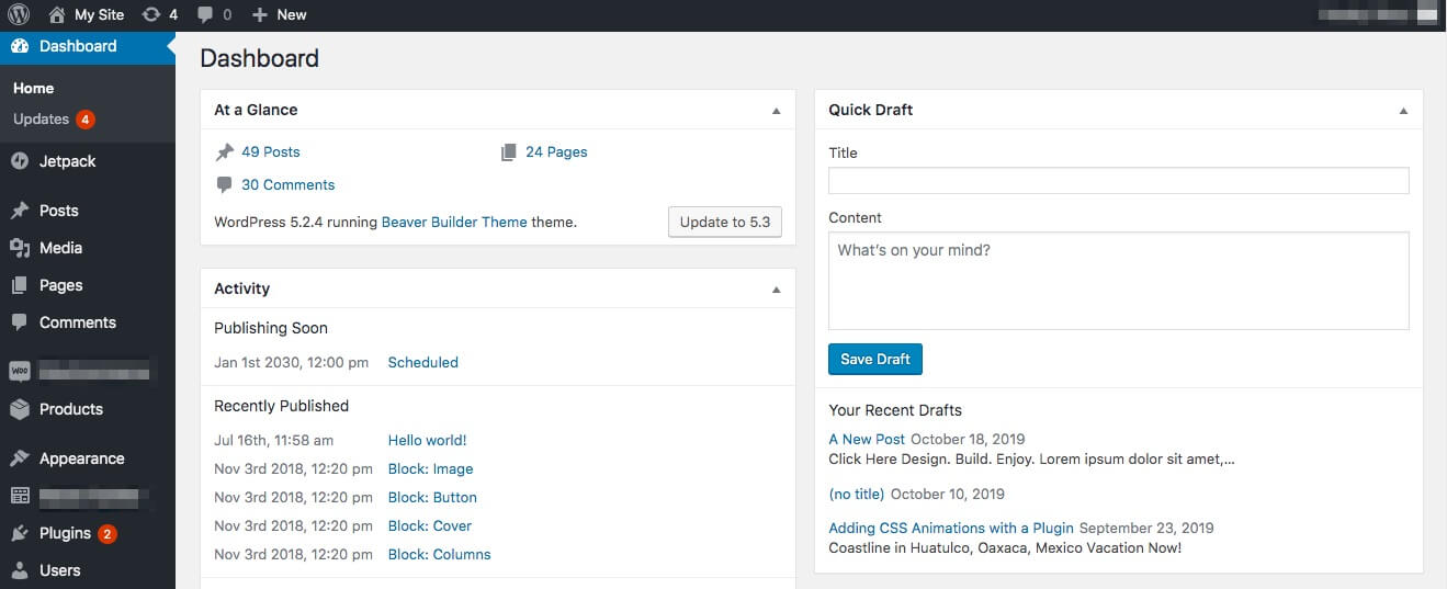 WordPress Dashboard