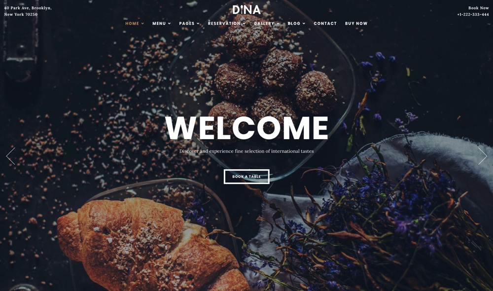 Dina - Restaurant, Bar, Cafe, Food WordPress Theme