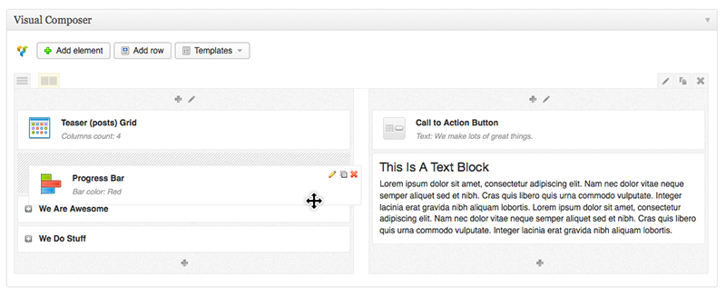 Visual Composer Drag & Drop Layouts