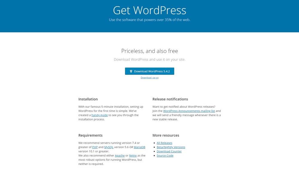WordPress Static page