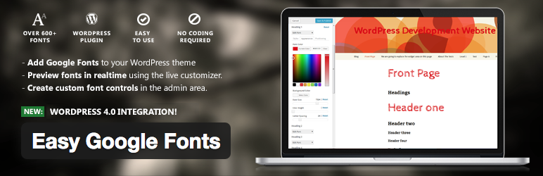 Easy Google Fonts Free WordPress Plugin