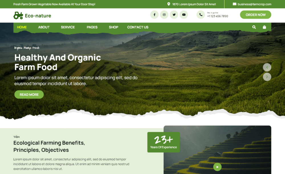 Eco Nature Elementor Free Theme