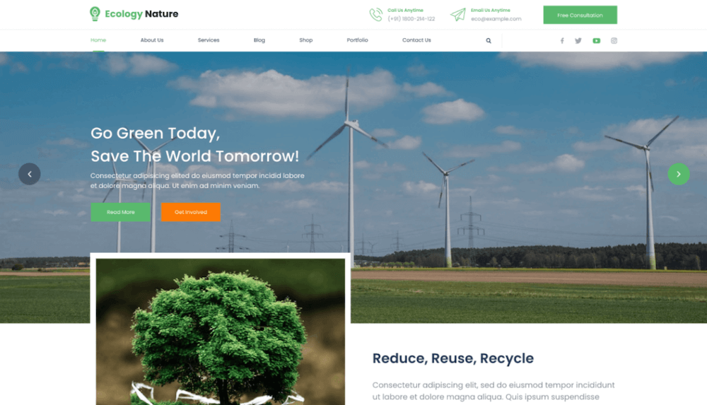 Ecology Nature Free WordPress Theme