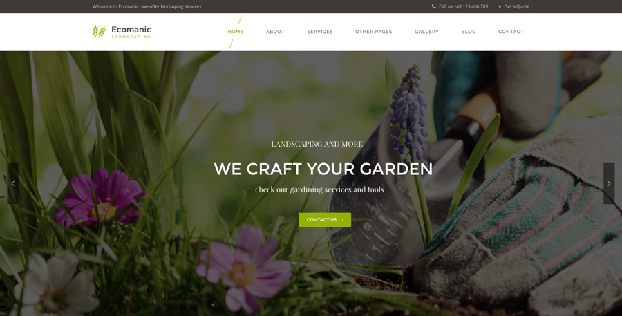 Ecomanic Gardening, Lawn Care & Landscaping WordPress Theme