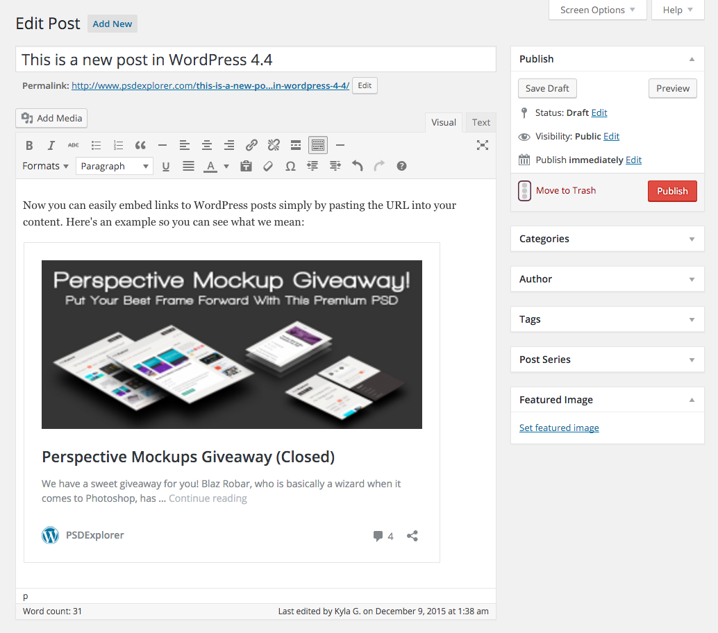 WordPress 4.4 Embeds