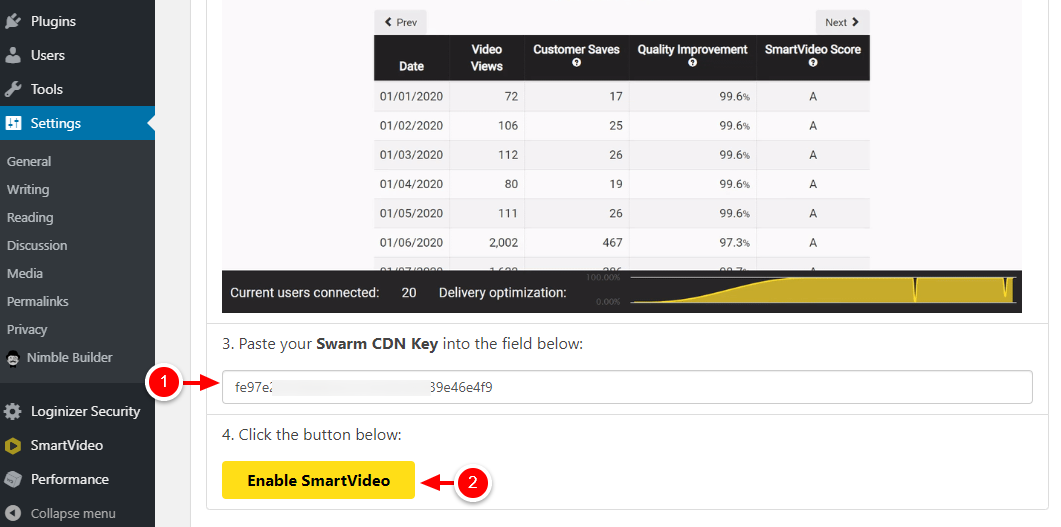 enabling smartvideo wordpress plugin