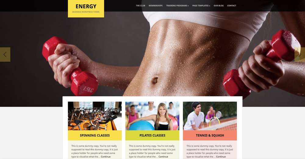 Energy Gym WordPress Theme