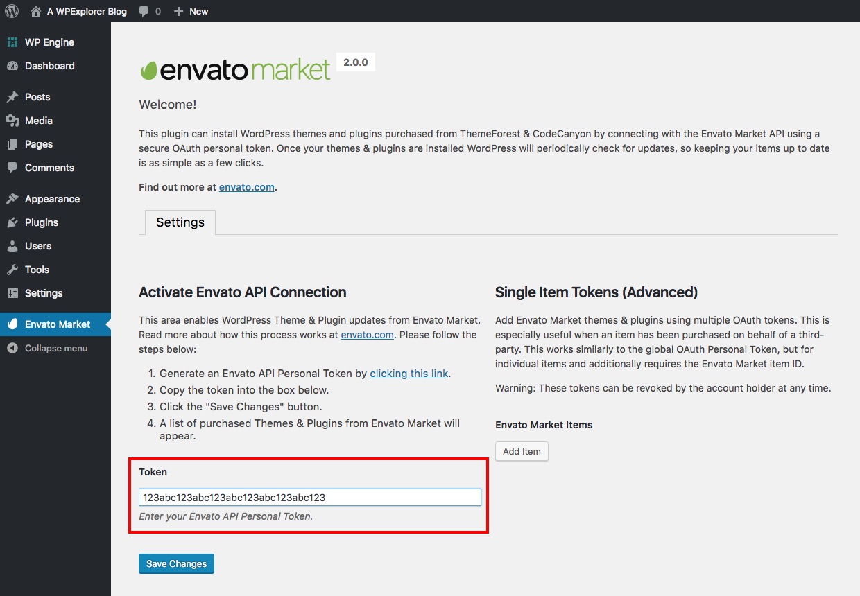 Paste Your Envato API Token