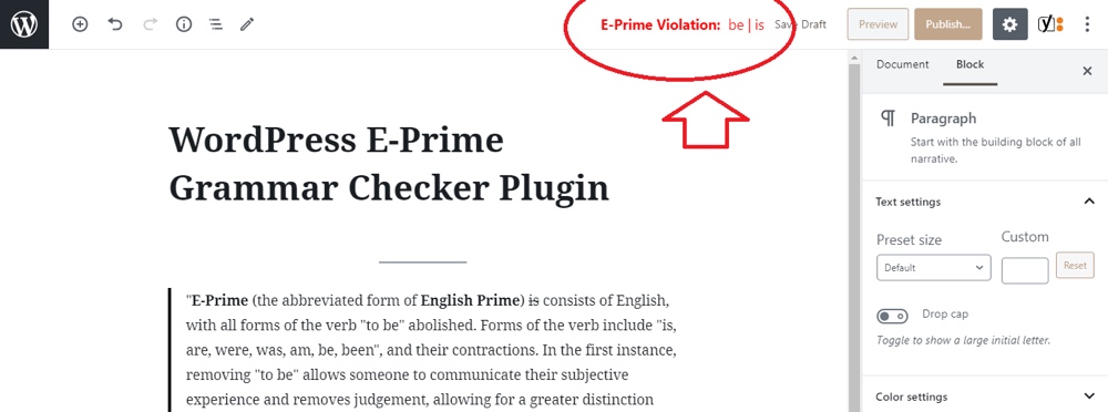 E-Prime Grammar Check