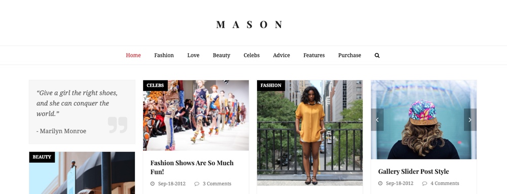 Total Theme Mason Fashion Blog
