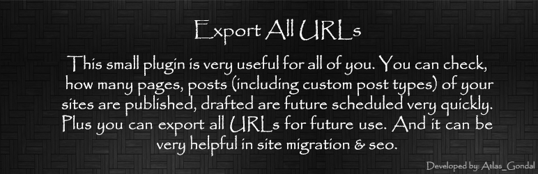 Export All URLs Plugin