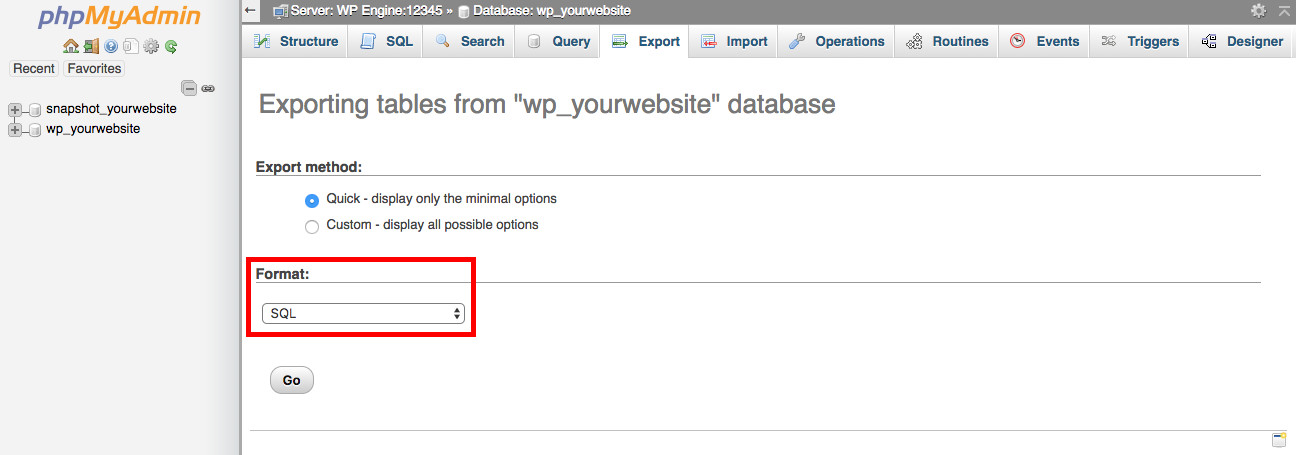 Export Your phpMyAdmin Database