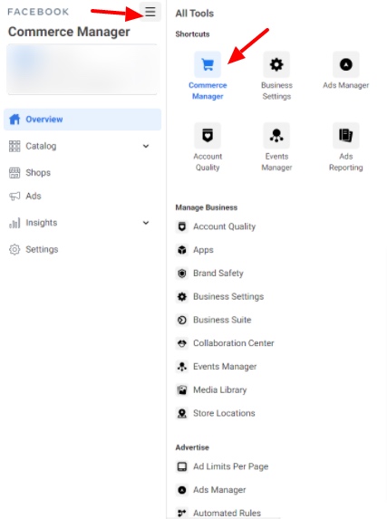 Facebook Business Commerce Manager