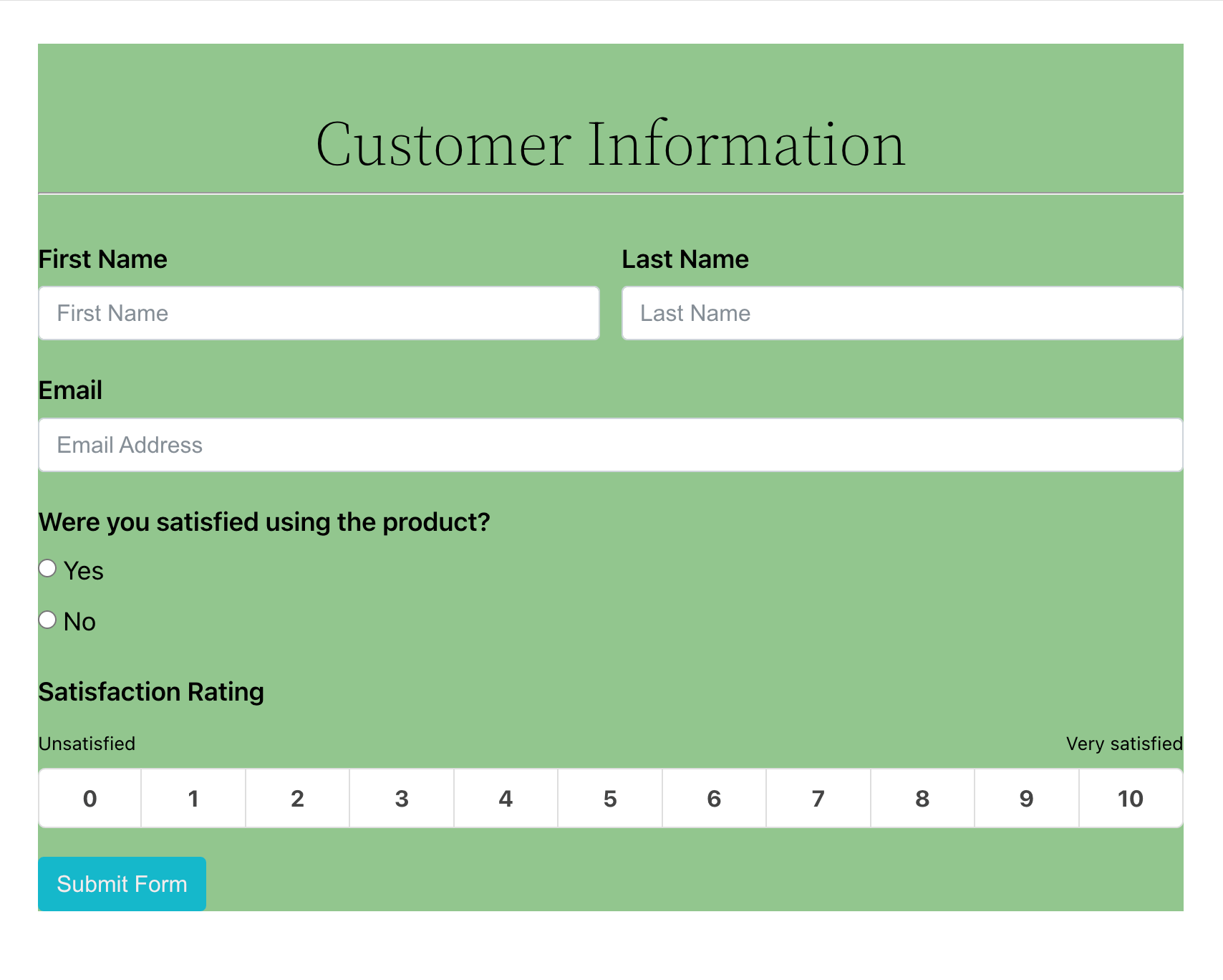 Feedback Forms: Customer Satisfaction Survey