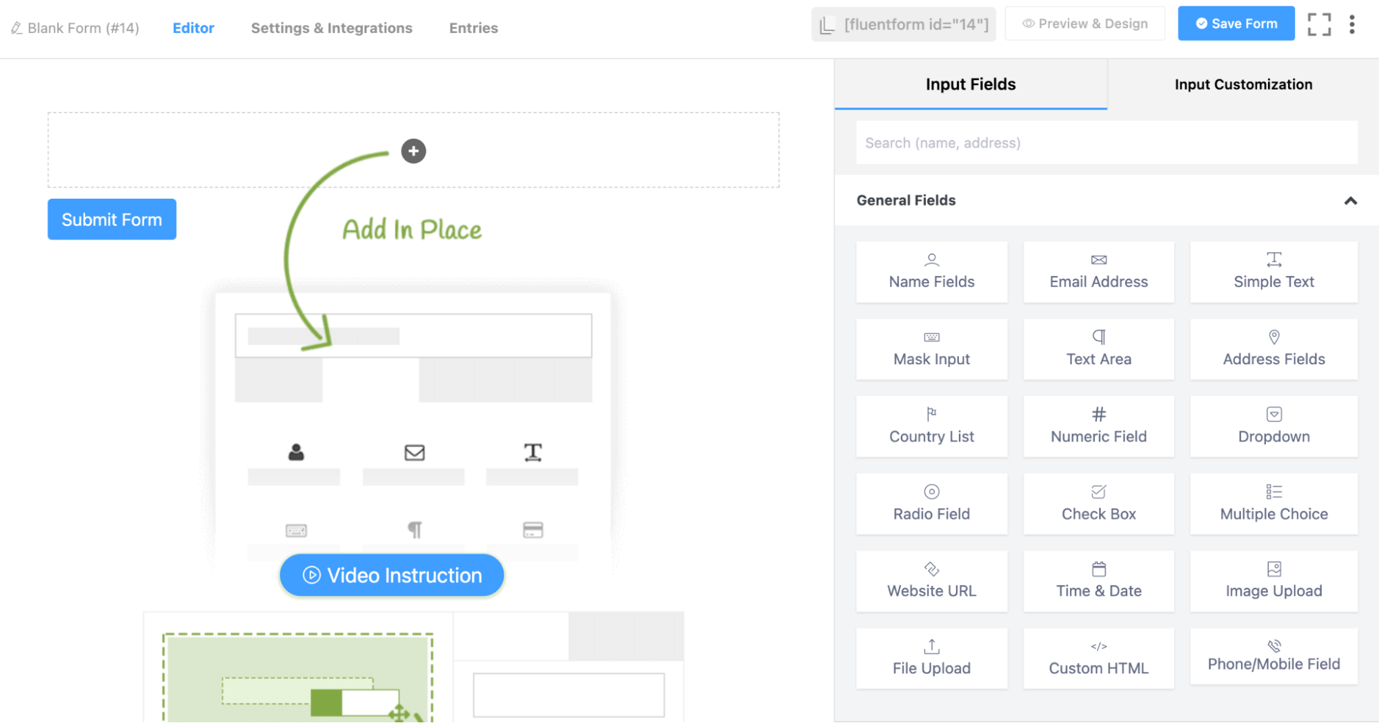 Fluent Forms Add Fields