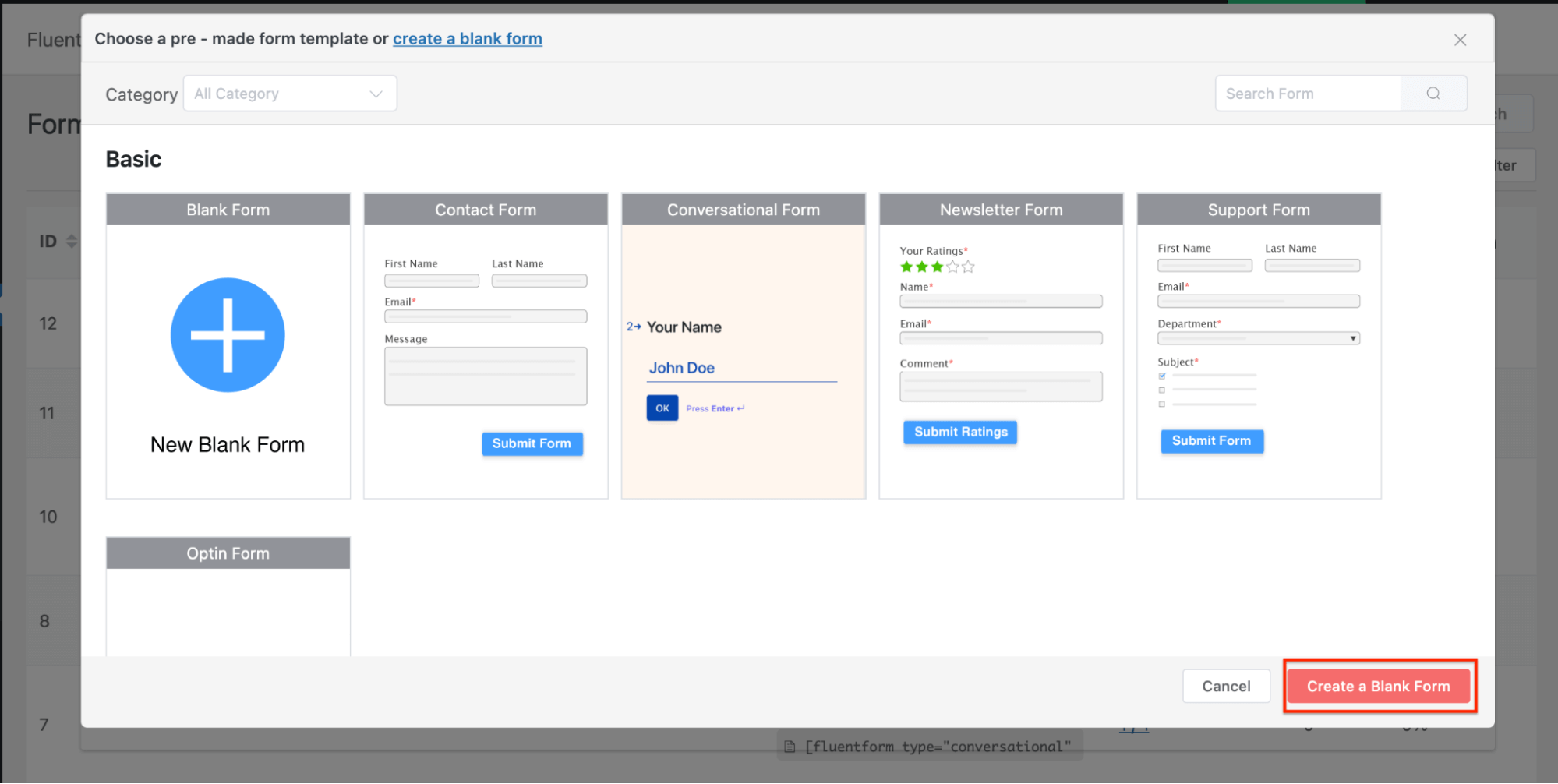 Fluent Forms Free Blank Form