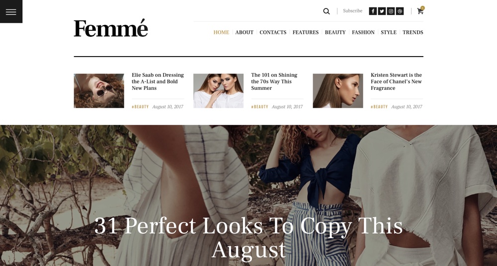 Femme Online Magazine & Fashion Blog WordPress Theme