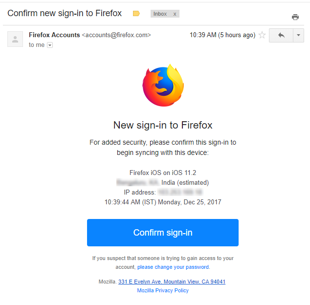 firefox confirmation email