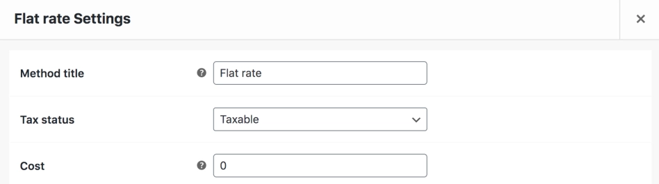 Default WooCommerce Settings Flat Rate Shipping