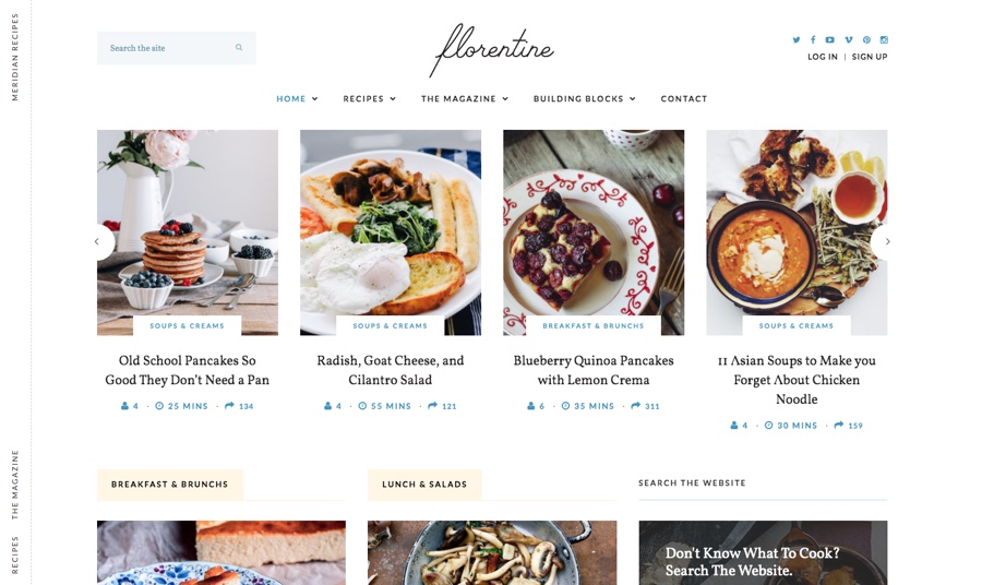 Florentine Recipes WordPress Theme for Food Bloggers