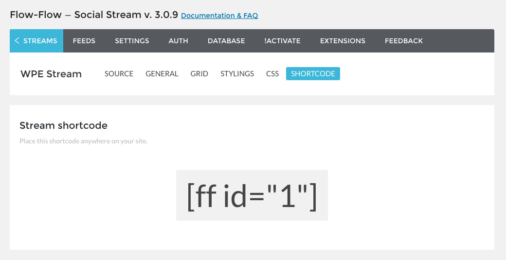 Flow Flow Stream Shortcode