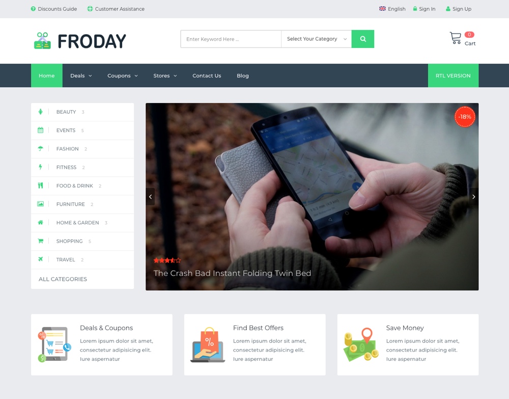 Froday Coupons and Deals WordPress Theme