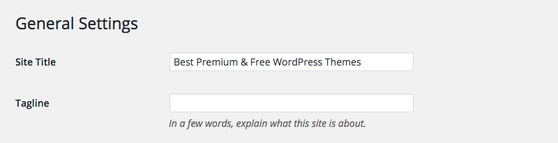 General WordPress Settings: Title & Tagline