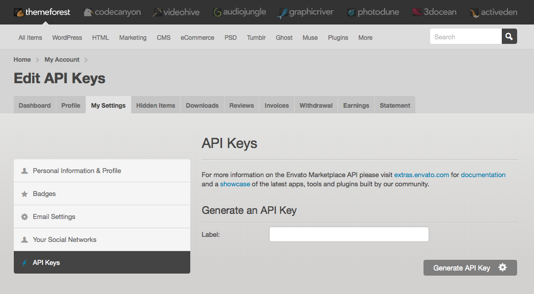 generate-envato-api-key