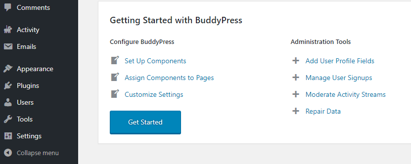 BuddyPress Welcome Screen