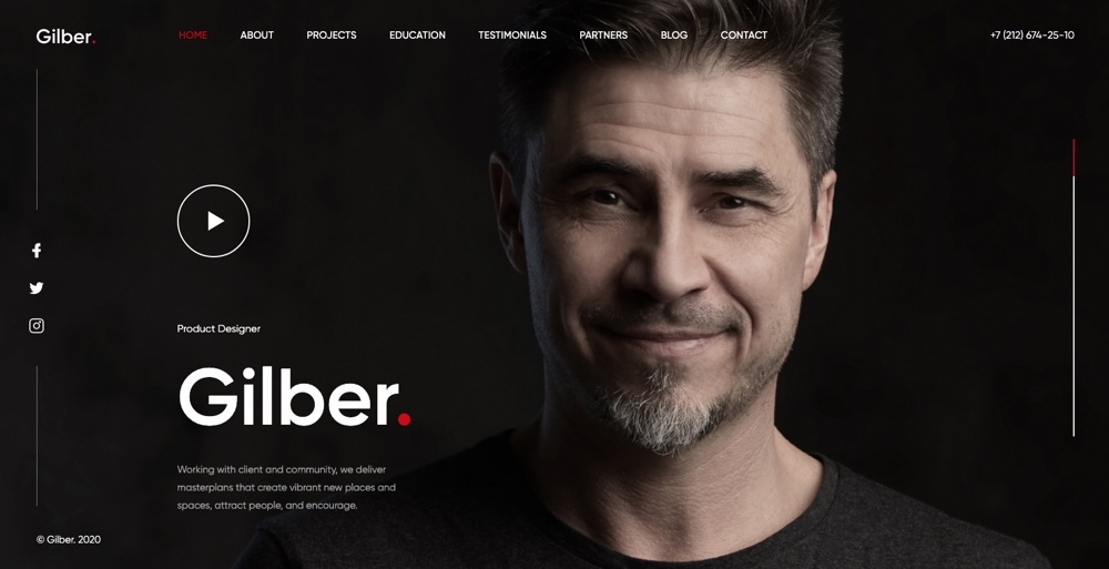 Gilber - Personal CV/Resume WordPress Theme