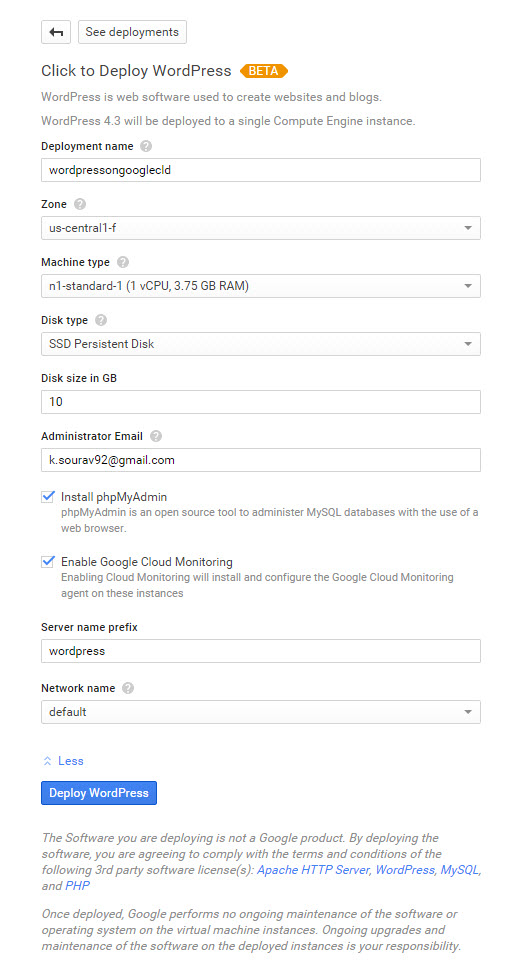 google-cloud-wordpress-013-wordpress install parameters