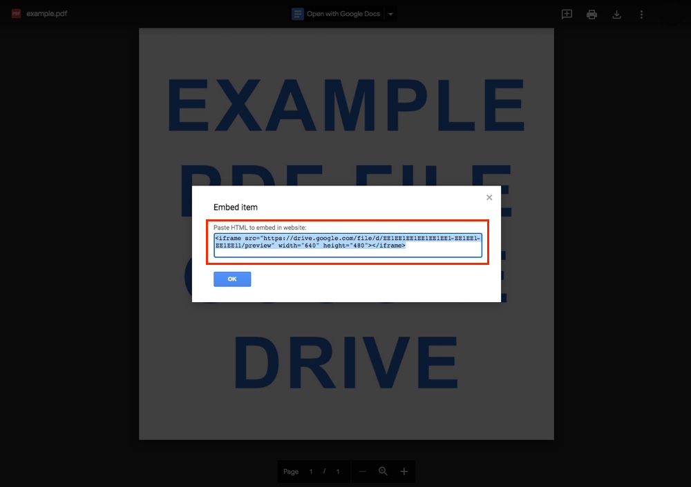 Google Drive: Embed Code