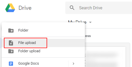 Téléverser un fichier sur Google drive