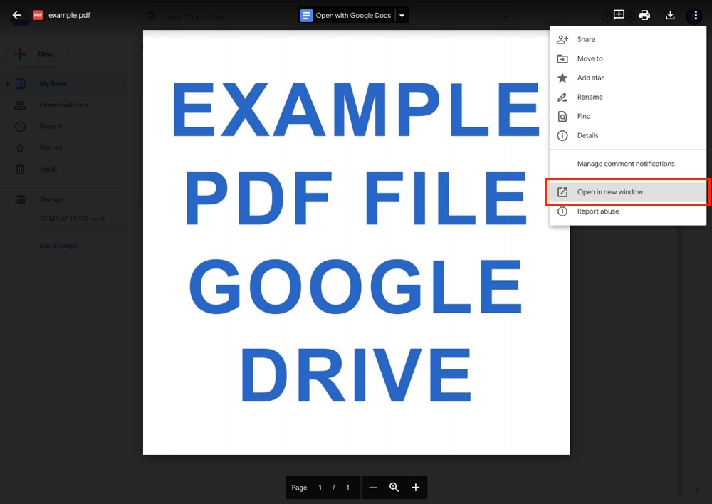 Google Drive: Open PDF in New Window