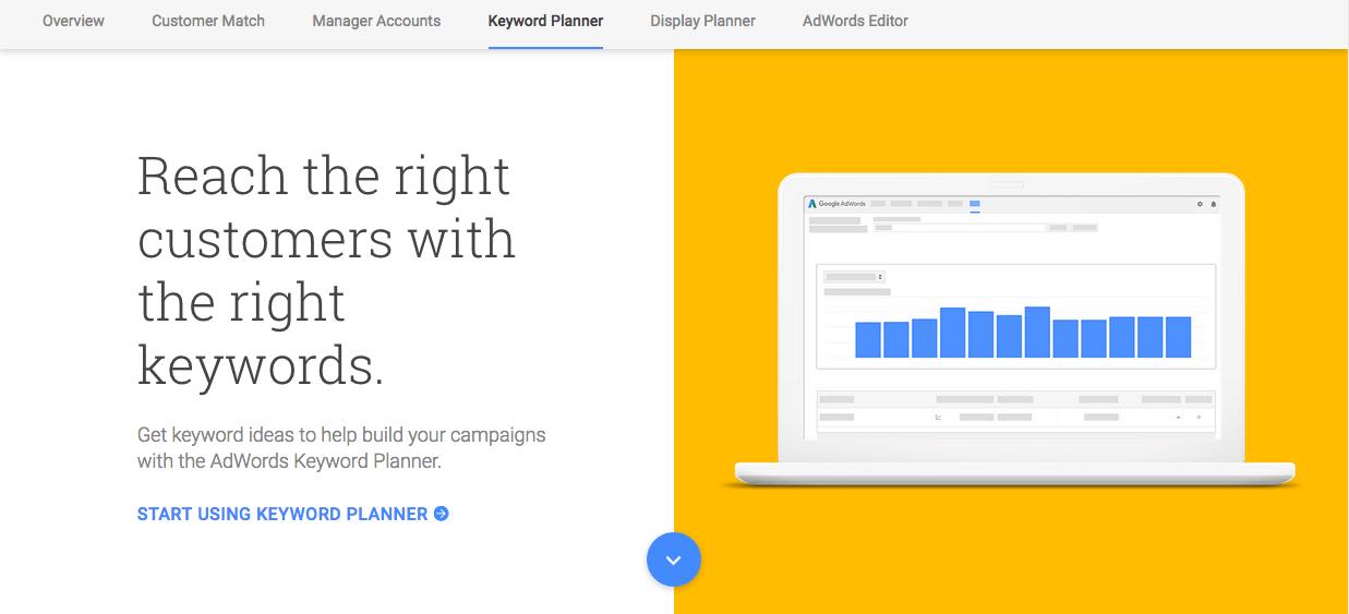 Screenshot of google keyword planner