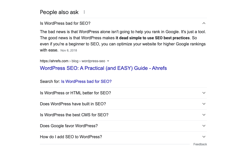 People Also Ask Google Results