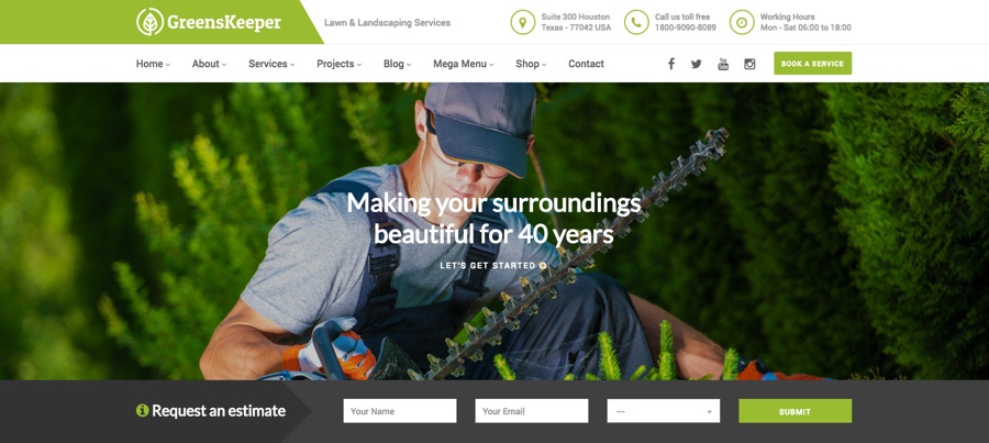 GreensKeeper Gardening & Landscaping WordPress Theme