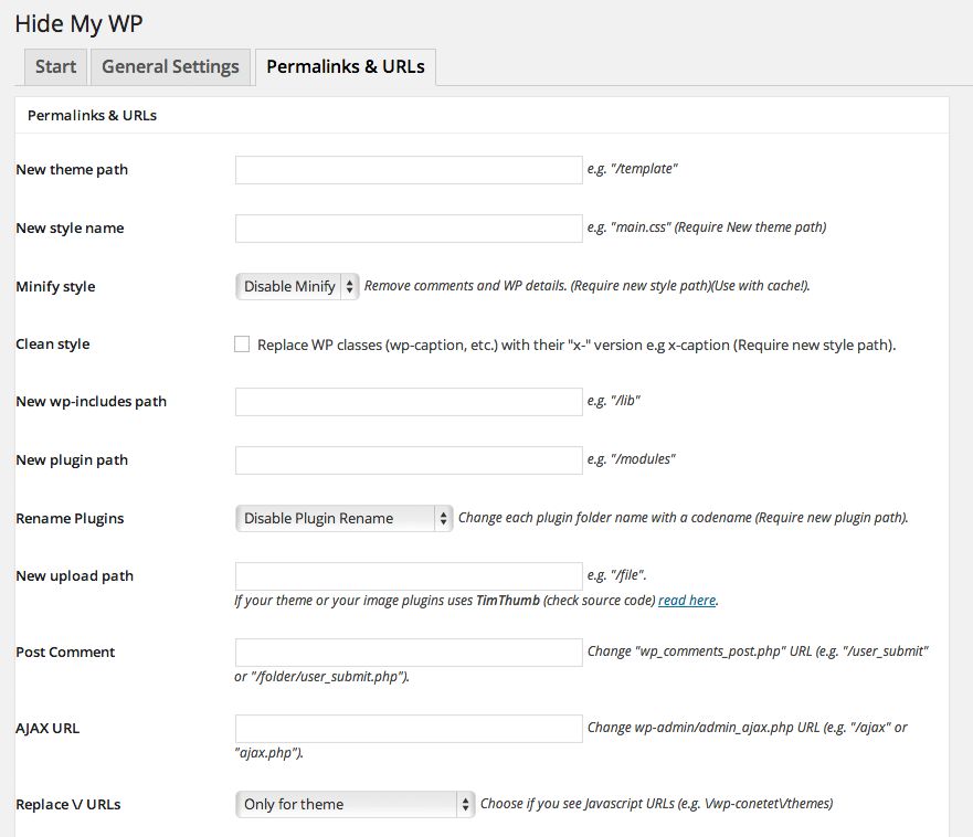 Hide My WP Permalinks & URL Settings