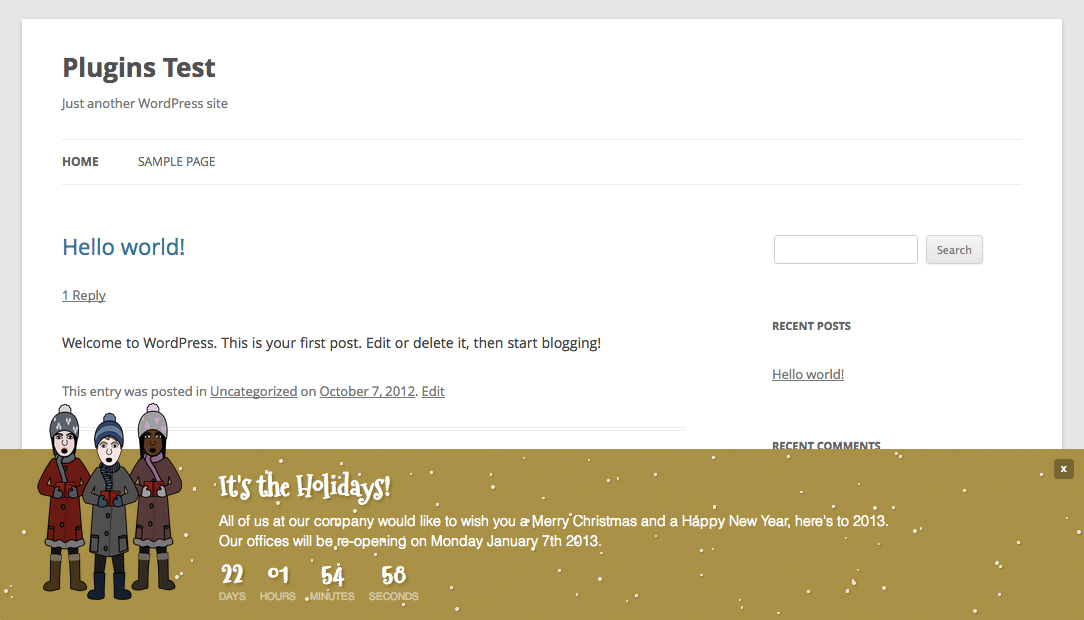 Holiday Message Free WordPress Plugin