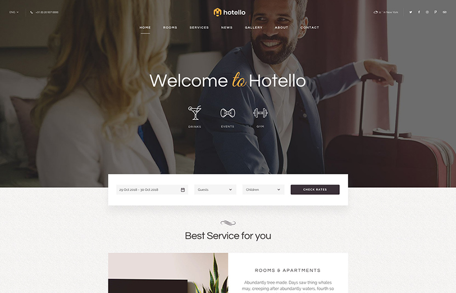 Hotello Hotel Booking WordPress Theme