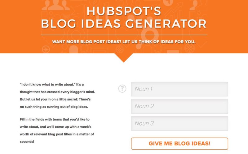 screenshot of hubspot's blog idea generator