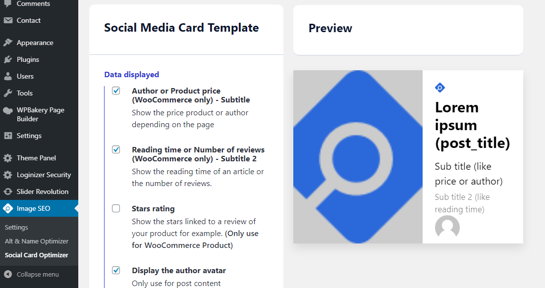 image seo optimizer social card template