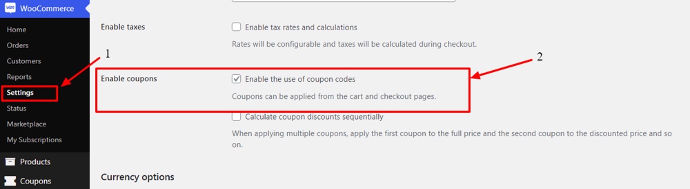 Activer le coupon WooCommerce