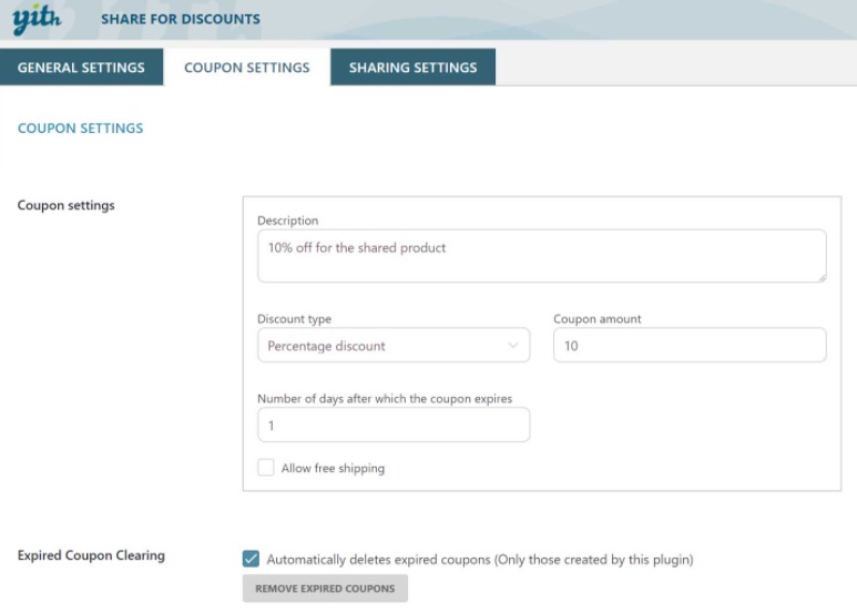 YITH Coupon Settings