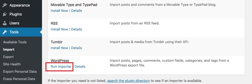 Importing articles in WordPress
