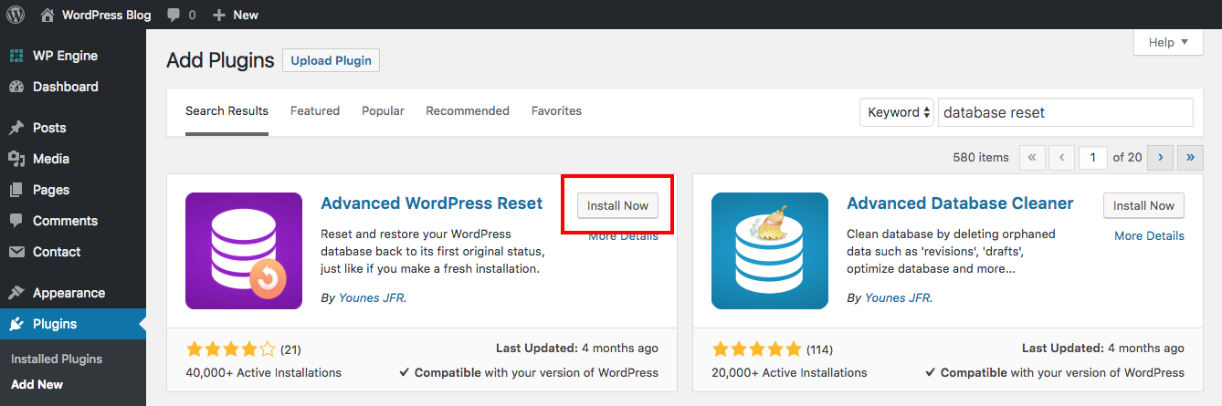 Install Advanced WordPress Reset Plugin