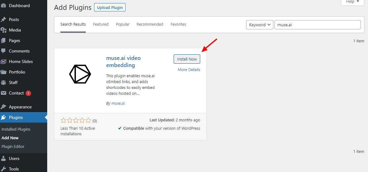 install muse ai wordpress plugin