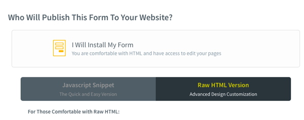 AWeber Install Form Yourself