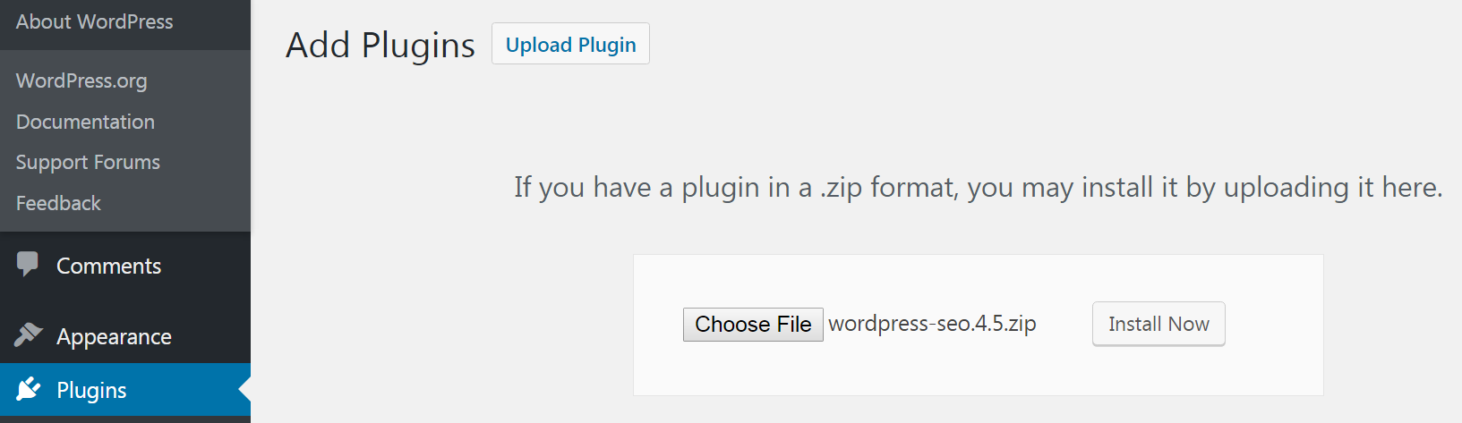 The option to install a new plugin.