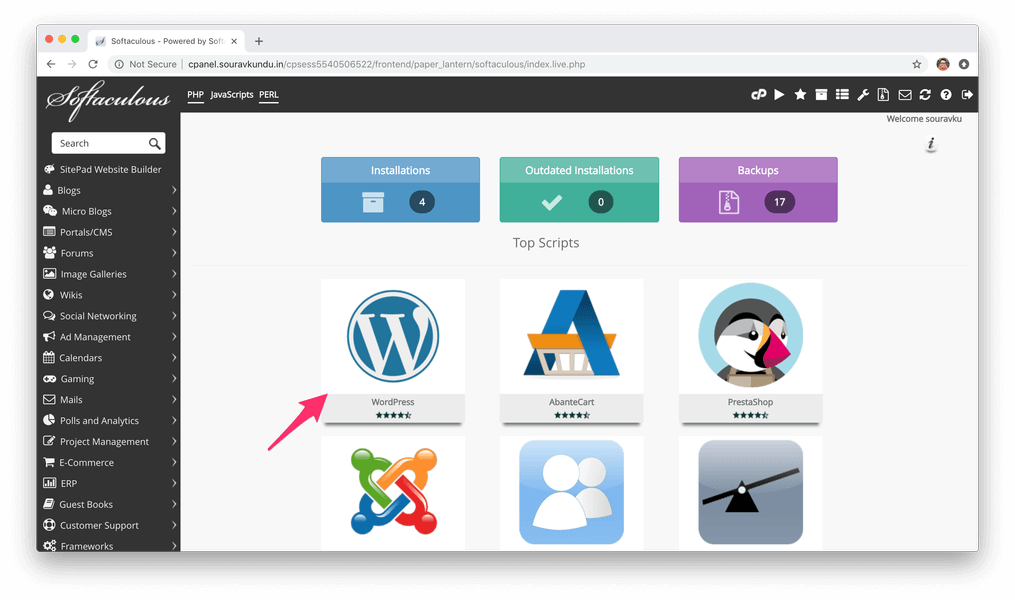 install wordpress with softaculous cpanel 1
